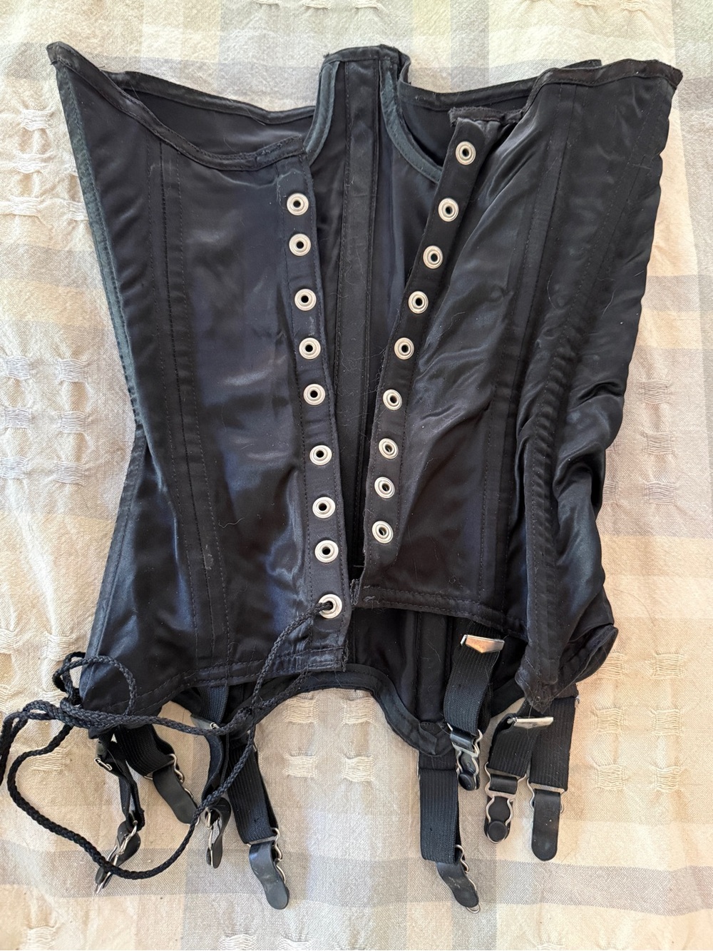 Black satin corset